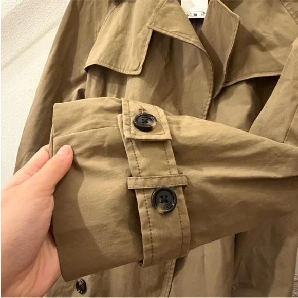 Mango MNG- khaki olive muted green trench coat jacket - Picture 4 of 7